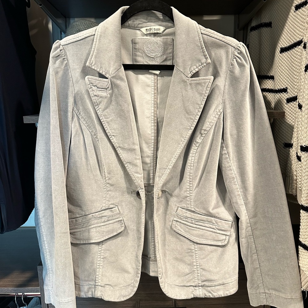White House Black Market Gray Velvet Women's Blazer Jacket